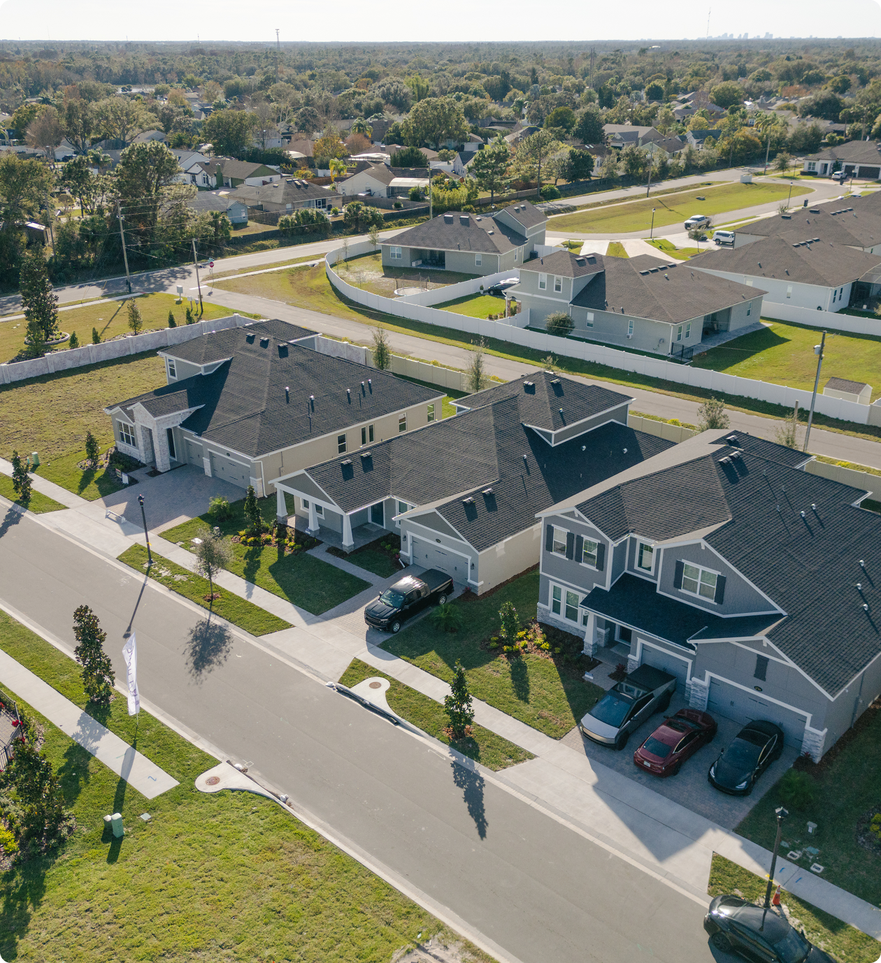 Suburban neighborhood with modern homes